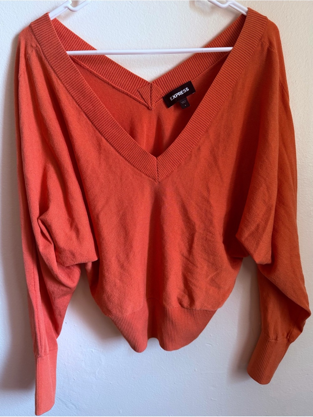 Express V-Neck Pullover lightweight blouse in Burnt Orange